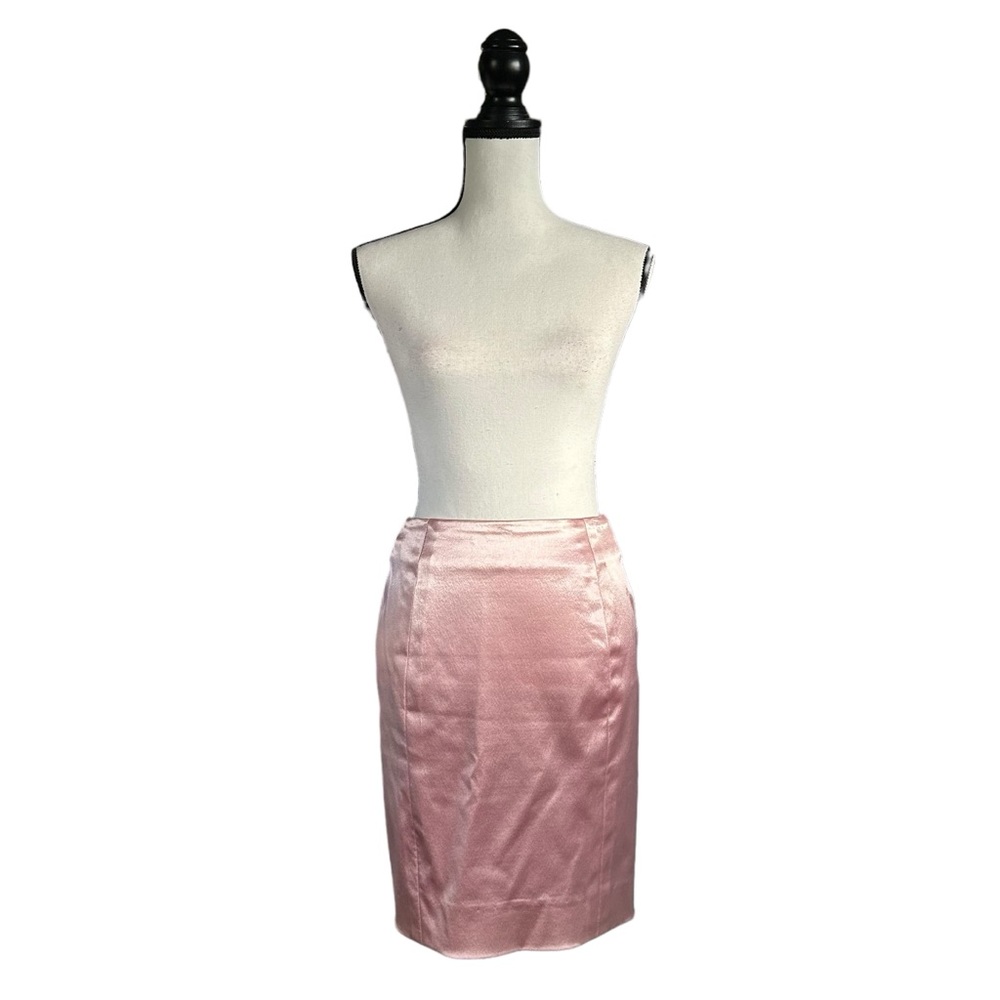 Vintage 1990s Givenchy Couture Satin Pencil Skirt Rose Pink Designer Fr 36/US 4